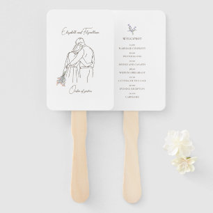 Éventail Ligne minimaliste Couple d'art accolé avec Bouquet
