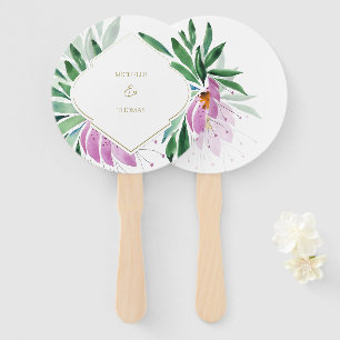 Éventail Lilac Elegant Monogramme Aquarelle Florale