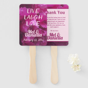 Éventail Live Laugh Love Purple Peony Mariage Merci