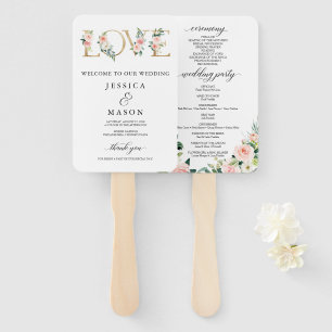 Éventail Love Blush Florals Programme de mariage Ventilateu