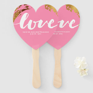 Éventail Love Gold Foil Pink Typographie Mariage