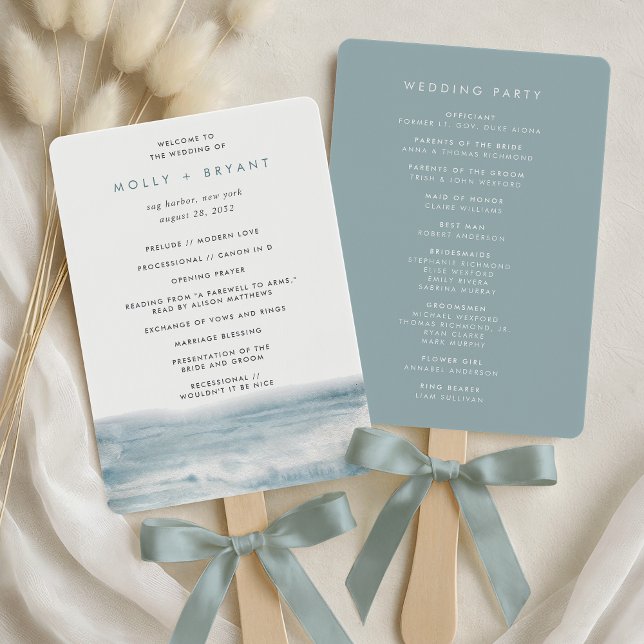 Éventail Low Tide Coastal Watercolor Wedding Program (Créateur téléchargé)