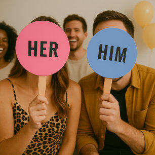 Éventail Lui ou elle ?   Jeu de Mariage rose de la mariée