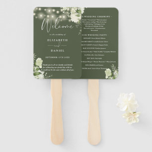 Éventail Lumières de chaîne florales vert olive Programme d