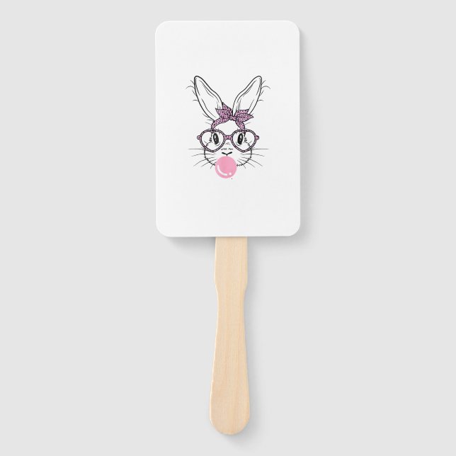 Éventail Lunettes de léopard visage de lapin Bubble Gum jou (Devant)