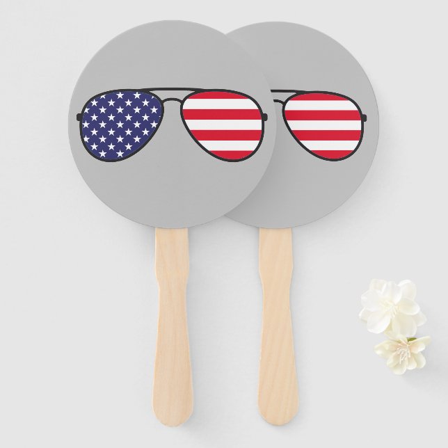 Éventail Lunettes de soleil du drapeau américain (Devant et derrière)