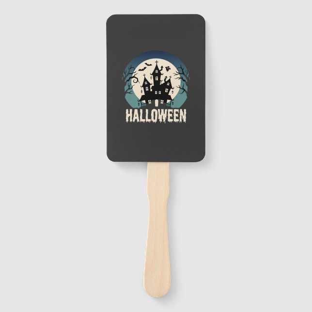 Éventail Maison Hantée de la Lune Vector Halloween (Devant)