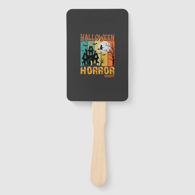 Éventail Maison Hantée de la Nuit d'Horreur d'Halloween Vec (Devant)