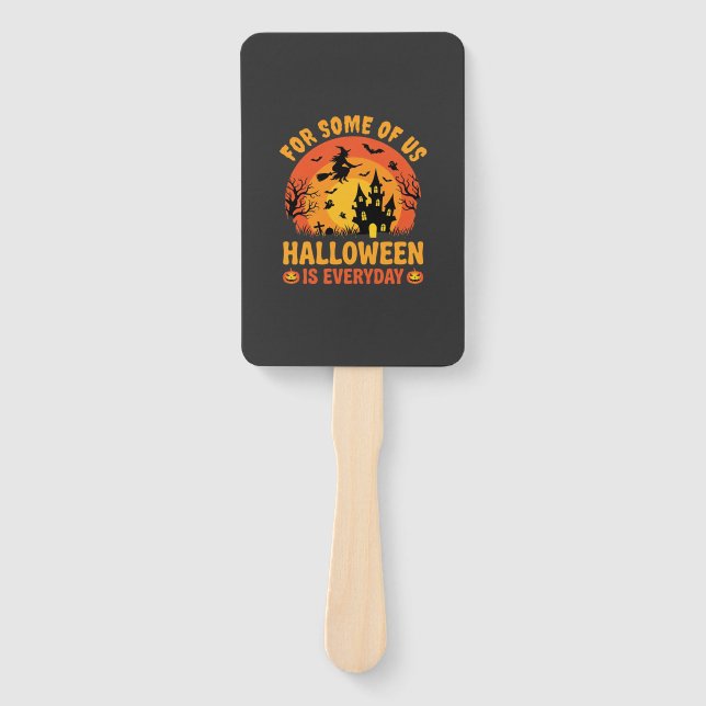 Éventail Maison Hantée Tous Les Jours Sorcière d'Halloween (Devant)