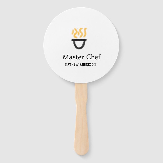 Éventail Maître chef ajouter nom poêle noir feu fumée co (Devant)