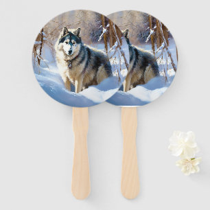 Éventail Malamute d'Alaska Qu'il neige Noël