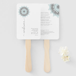 Éventail Mandala Lace Rev Mariage Bienvenue Lt. Blue ID968