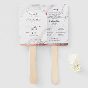 Éventail Marbre d'or rose luxe programme de mariage moderne