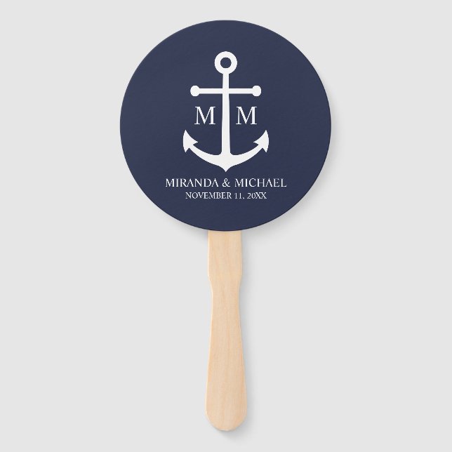 Éventail Mariage Ancre bleu marine (Devant)