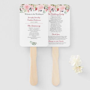 Éventail Mariage aux pivoines roses romantiques et eucalypt