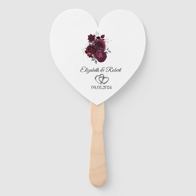 Éventail Mariage aux Roses de Bourgogne (Dos)