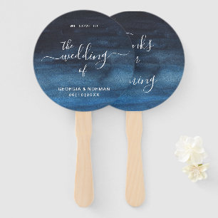 Éventail Mariage Bleu Nuit Aquarelle Maussade
