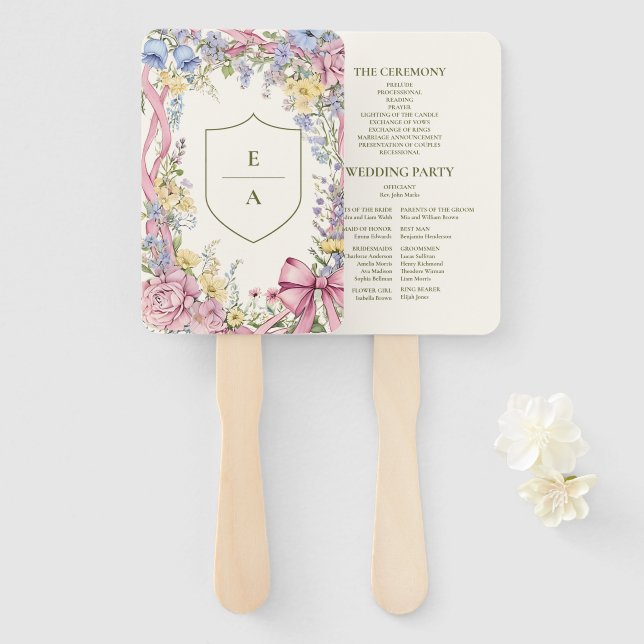 Éventail Mariage cadre floral vintage (Devant et derrière)