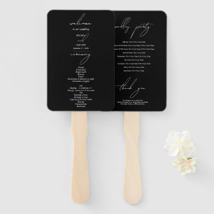 Éventail Mariage Calligraphié Signature Noir & Blanc