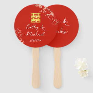 Éventail Mariage chinois de style floral à ligne moderne ro
