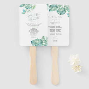 Éventail Mariage d'aquarelle Feuille de palme tropicale