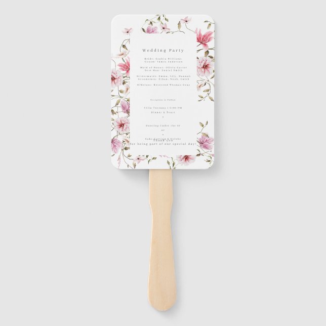 Éventail Mariage d'aquarelle rose rose pâle romantique (Dos)