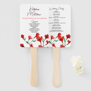 Éventail Mariage d'aquarelle rouge