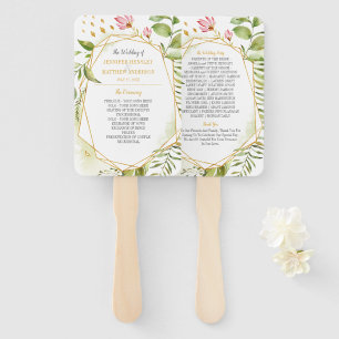 Éventail Mariage de cadre géométrique Botanique rose vert o