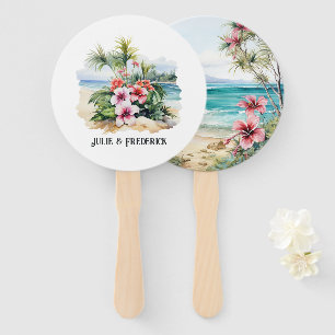 Éventail Mariage de destination des Caraïbes Watercolor