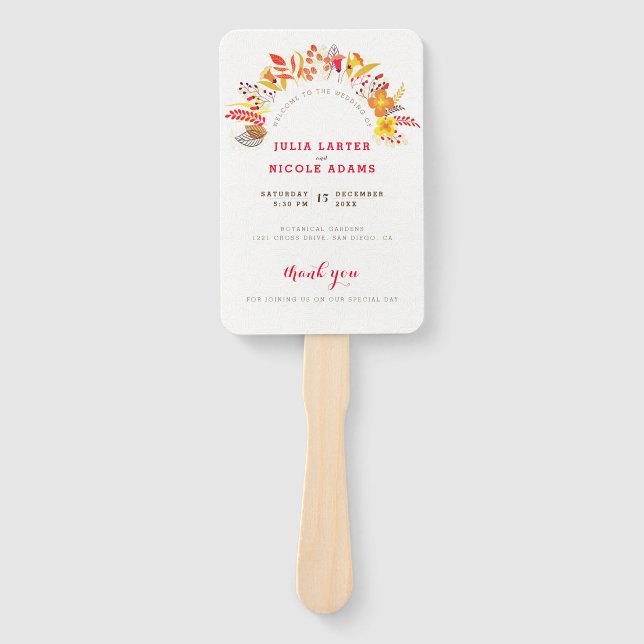 Éventail Mariage de feuillage de Fleur sauvage Boho violet  (Devant)