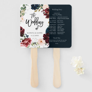 Éventail Mariage de la couronne de fleurs de la marine de B