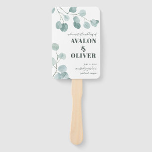 Éventail Mariage de Merci d'Eucalyptus en argent