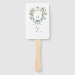 Éventail Mariage de monogramme de crête de feuille