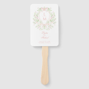 Éventail Mariage de monogramme de crête de feuille