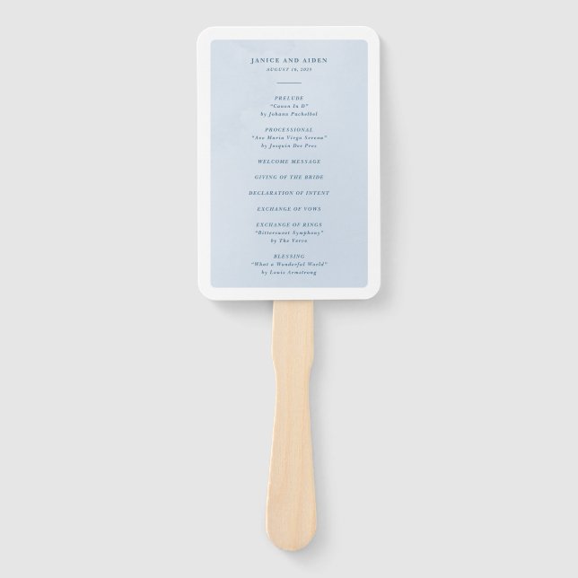 Éventail Mariage de nuage d'aquarelle bleu enchantant (Devant)