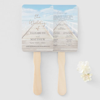 Éventail Mariage de plage à l'aquarelle