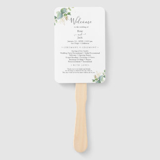 Éventail Mariage d'été Eucalyptus de verdure rustique.