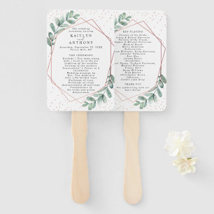 Éventail Mariage d'huile d'or Eucalyptus Rose géométrique
