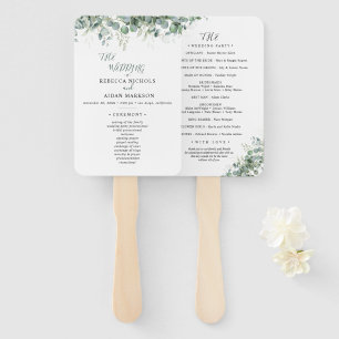 Éventail Mariage Élégant avec Verdure d'Eucalyptus