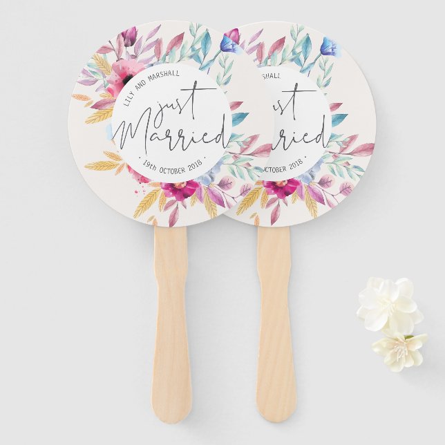 Éventail Mariage Elégant Juste Marié | Eventails (Devant et derrière)