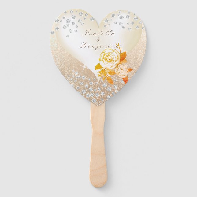 Éventail Mariage Elegant Rose Gold Papier (Devant)
