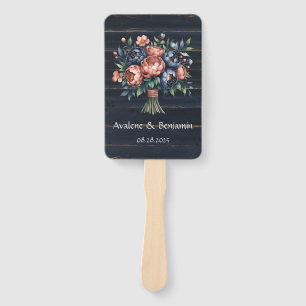 Éventail Mariage en bois de bouquet de la Marine bleu et de