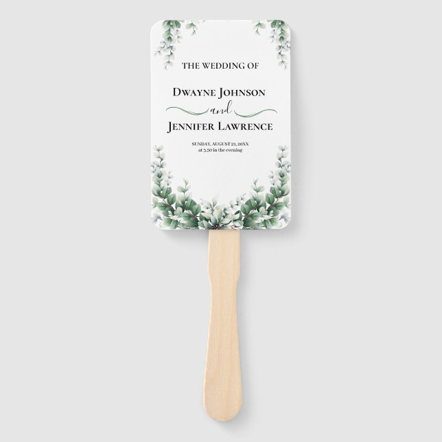 Éventail Mariage Été Bohème Eucalyptus Verdure (Devant)