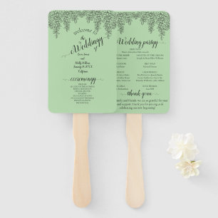 Éventail Mariage Feuille de Fougère Vert Sauge