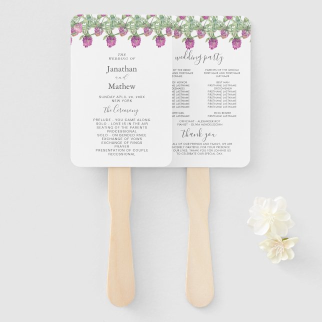 Éventail Mariage Floral Aquarelle Jungle Été (Devant et derrière)
