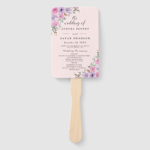 Éventail Mariage Floral Aquarelle Rose Élégant