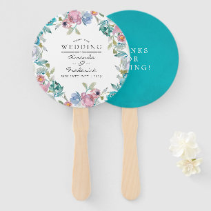 Éventail Mariage floral bleu et turquoise Dusty Favoriser
