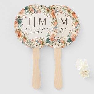 Éventail Mariage Floral Crème de Pêche Eucalyptus