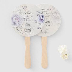 Éventail Mariage Floral de Lilac rustique et d'Albâtre