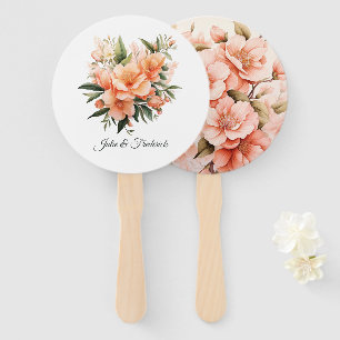 Éventail Mariage Floral Fuzz pêche